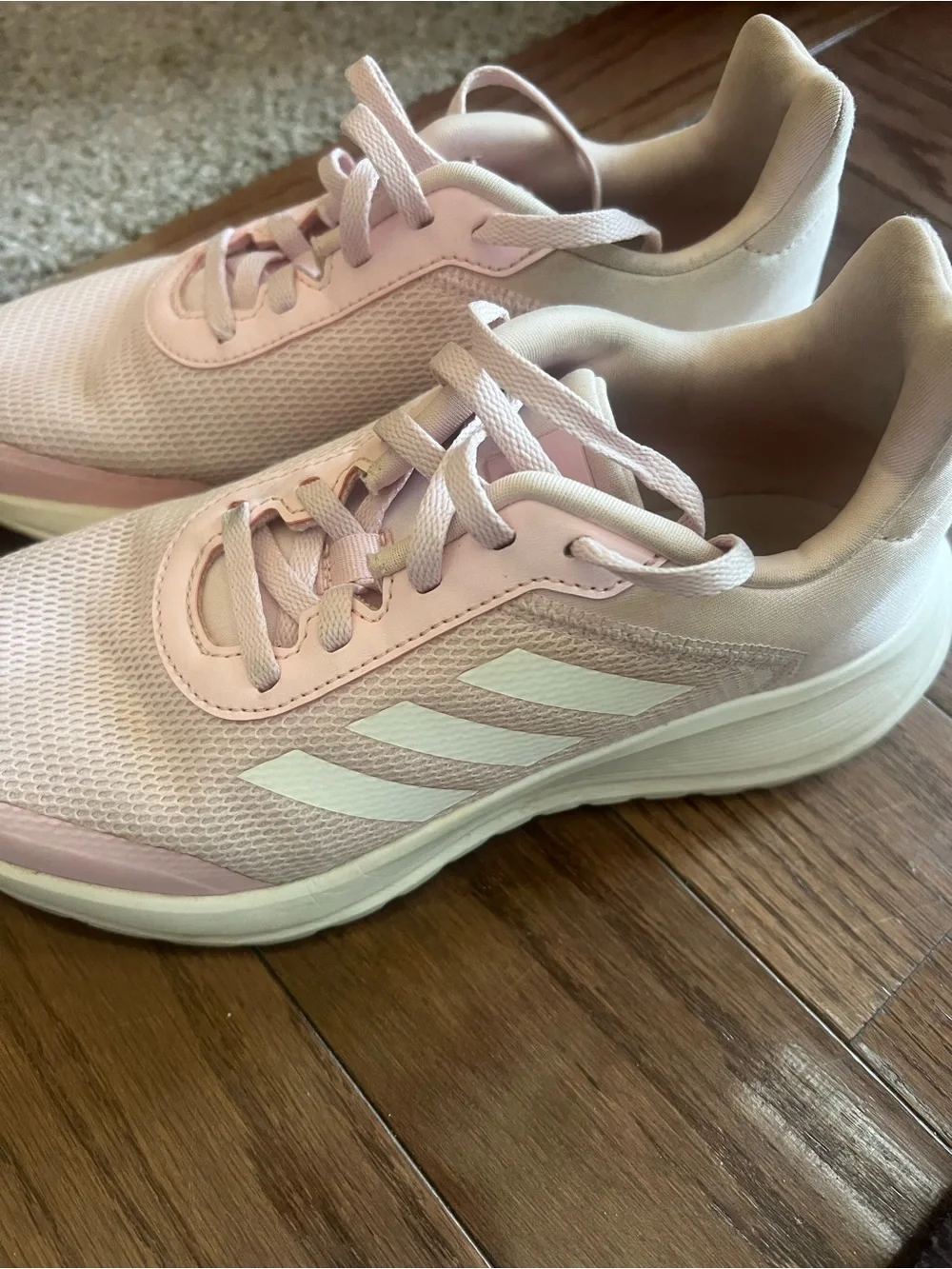 adidas Girls Light Pink Mesh Lace-Up Athletic Sneakers